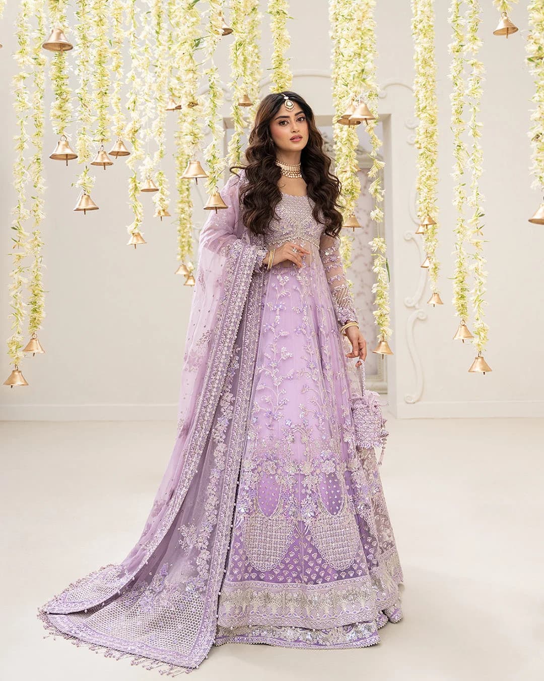 Faiza Saqlain Pinar Embroidered Chiffon Party Wear Suit – Model Front View Faiza Saqlain Pinar Embroidered Chiffon Party Wear Suit - Model Front Look | Pakistani Designer Replica Wholesale | IQNAZ