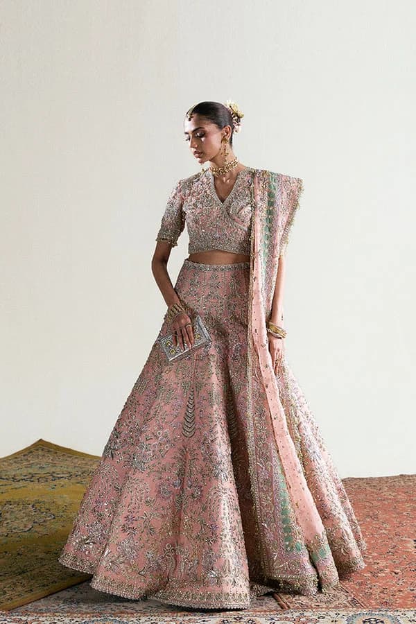 Suffuse Iris Couture Zaleh Hand Embellished Organza Party Wear Suit – Model Front View Suffuse Iris Couture Zaleh Hand Embellished Organza Party Wear Suit - Model Front Look | Pakistani Designer Replica Wholesale | IQNAZ
