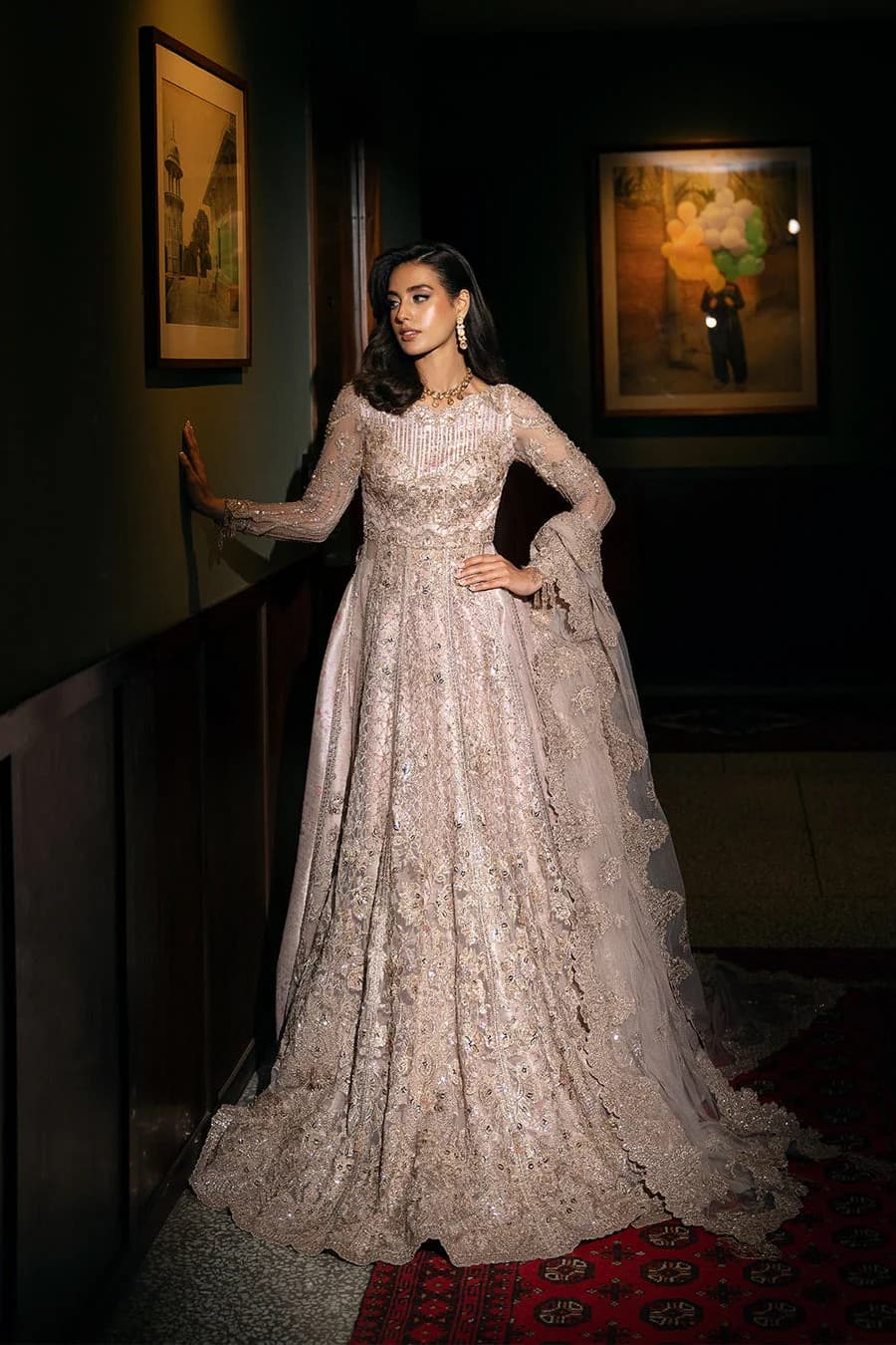 Republic Womens Wear Rigel Srf Hand Embellished Organza Party Wear Suit – Model Front View Republic Womens Wear Rigel Srf Hand Embellished Organza Party Wear Suit - Model Front Look | Pakistani Designer Replica Wholesale | IQNAZ